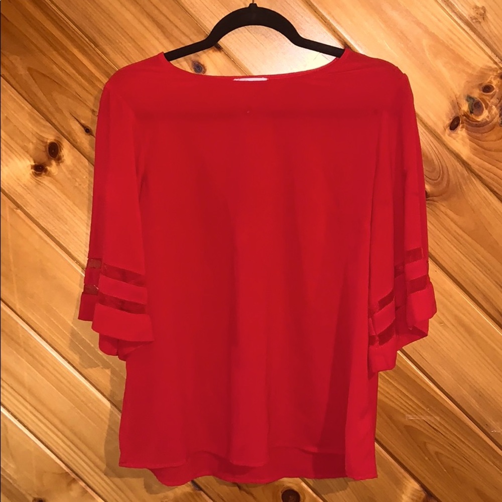 Flowy sleeve red blouse